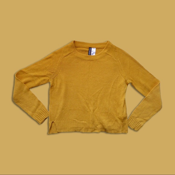 H&M Divided Mustard Yellow Crewneck Knit Sweater - Picture 2 of 5